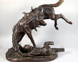 Frederic Remington Wicked Pony Reproduction Bronze Sculpture - 19" x 8.5" At Base, 18" Tall