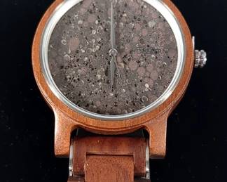 Holzkern Volcanic Walnut And Basalt Wrist Watch