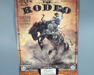90th Anniversary Deadwood South Dakota Rodeo Poster Signed By Artist Bob Coronato, 38.75" x 17.5"