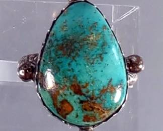 Handmade Sterling Silver and Turquoise Ring By Navajo Artist Travis Tutt - Size 9
