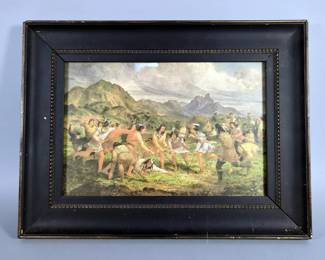 Seth Eastman "Lacrosse Playing Among the Sioux" Framed Art Print Under Glass