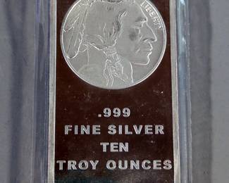 Silvertowne Mint 10 Ounce Buffalo Silver Art Bar, Sealed