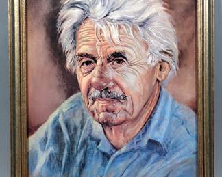 Thomas Hart Benton Portrait Print On Board, 1976, By Irene Selonke, Framed 16" x 12.75"
