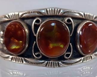 Silver Fire Agate Bracelet - Artist Signed