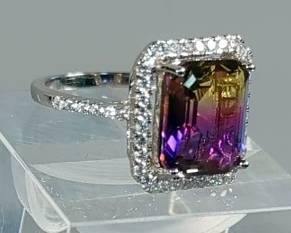 Ametrine Ring - 925 Silver, Size 7