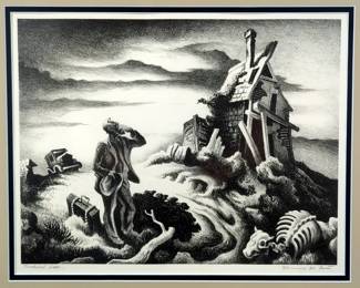 Thomas Hart Benton (American, 1889-1975) 'Prodigal Son' Lithograph, Pencil Signed Lower Right, Framed Double Matted, Under Glass - 20.75" x 24.75"