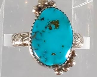 Handmade Sterling Silver And Turquoise Ring By Navajo Artist Travis Tutt - Size 9