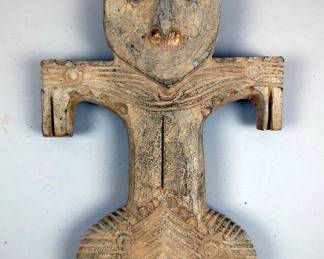 Indonesian Carved Java Stone Figure/Property Marker, 12" Tall