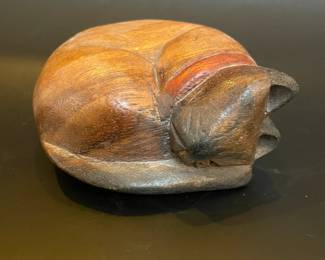 Small Wooden Cat Statue