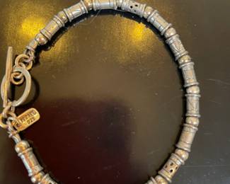  Sterling Silver inscription Sterling 925 Cylindrical Metal Banded Bracelet