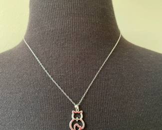  Silver Necklace with Cat Pendant