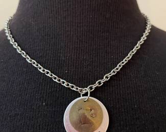  Silver Necklace with Brass Pendant Embossed with State of MN with the word Home