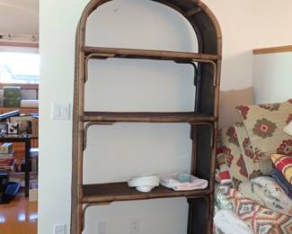dark wicker shelving unit