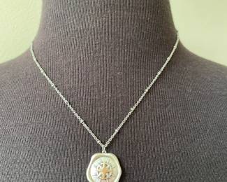  Silver Necklace with Compass Pendant