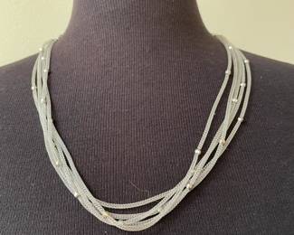Silver Mess Stranded and Layered Necklace