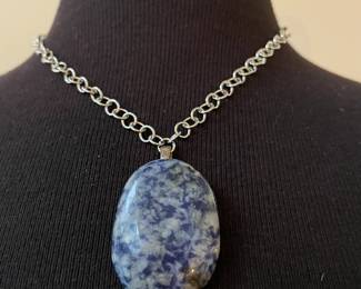  Handmade Silver Necklace with a Worry Stone from Stillwater MN