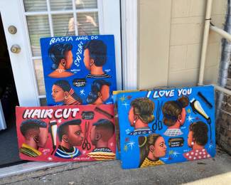 Barber signs from Ghana, many styles