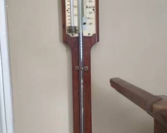 Labeled Robinson Rugby, stick barometer with enclosed carved wood base, 19th century, 