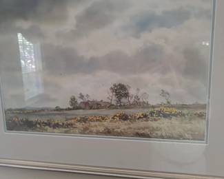 Beautiful watercolor in mat and frame signed lower right.