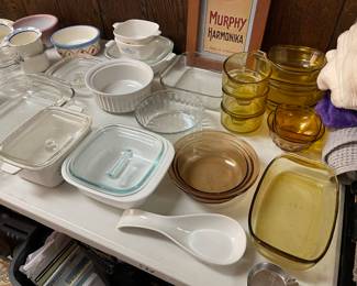 Pyrex and corelle  dishes and more