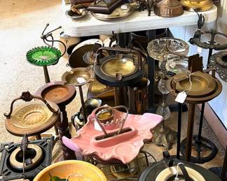 Variety of vintage smoking stands, Western figures. Lanterns, and more