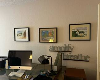 Apple Computer is NOT for sale!!  Wanted to show wall art and lamp on desk.