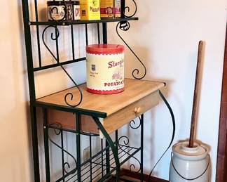 Bakers Rack, Antique Churn