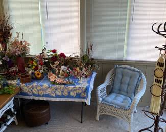Wicker Furniture, Faux Floral Arrangements 