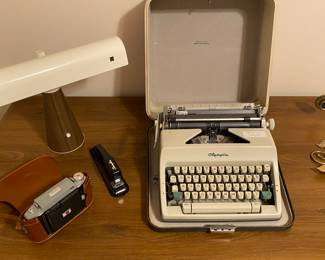 Vintage Kodak Instamatic Camera, Vintage Olympia Typewriter