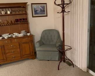 Coat Rack and Vintage Swivel Chair 