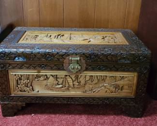 Chinese carved chest trunk