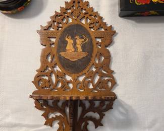 Antique olive wood shelf