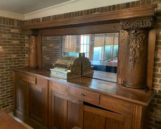 A fantastic back bar or store counter. Cash register priced separately 