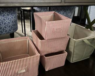 assorted storage bins, etc.