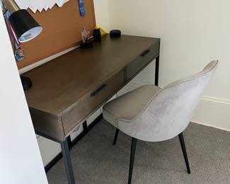 crate and barrel oxford desk, west elm swivel chair