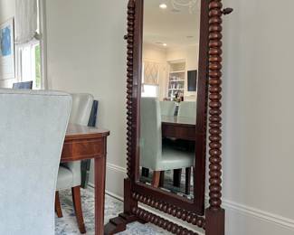 antique spindle cheval mirror