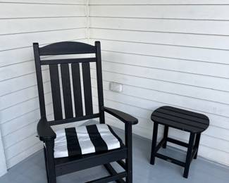 pair of porch rockers, side table