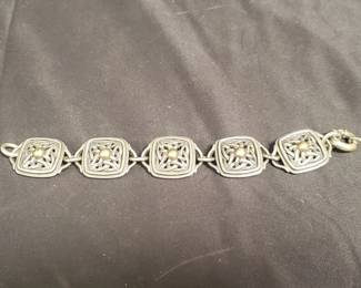 Lot # : 882 - Vintage sterling silver and 14kt gold bracelet