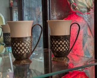 Silverplate mug holders