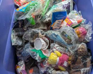 Large tote filled with McDonalds toys