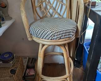 Vintage Bamboo Rattan bar stool (one of 2)