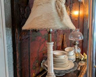 Alabaster marble base table lamp