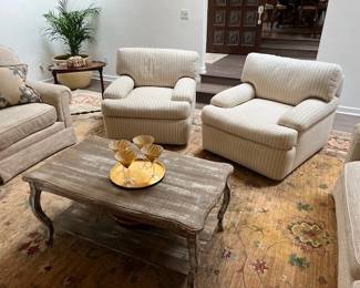 Custom Linen Upholstered Club Chairs