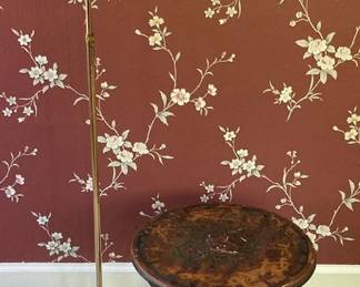 Brass Library Lamp And Painted Side Table