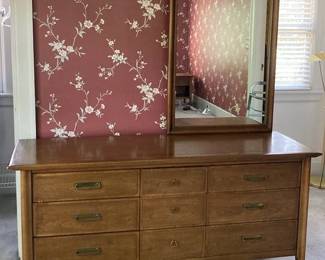 Lane Mid Century Walnut Bureau With Mirror