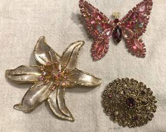 Weiss Butterfly Brooch And JJ Brooch