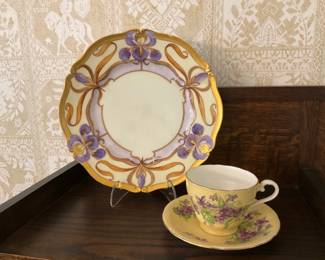 Tav Limoges Signed Hand Painted Plate Ansley Teacup Saucer