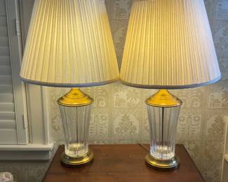 Pair Of Brass Glass Table Lamps