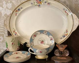 English Myott Tea CupSaucers, USA Pottery Vase  More