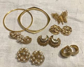 Trifari And Monet Gold Toned Jewelry